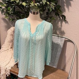 Turquoise sheer Elle Blouse